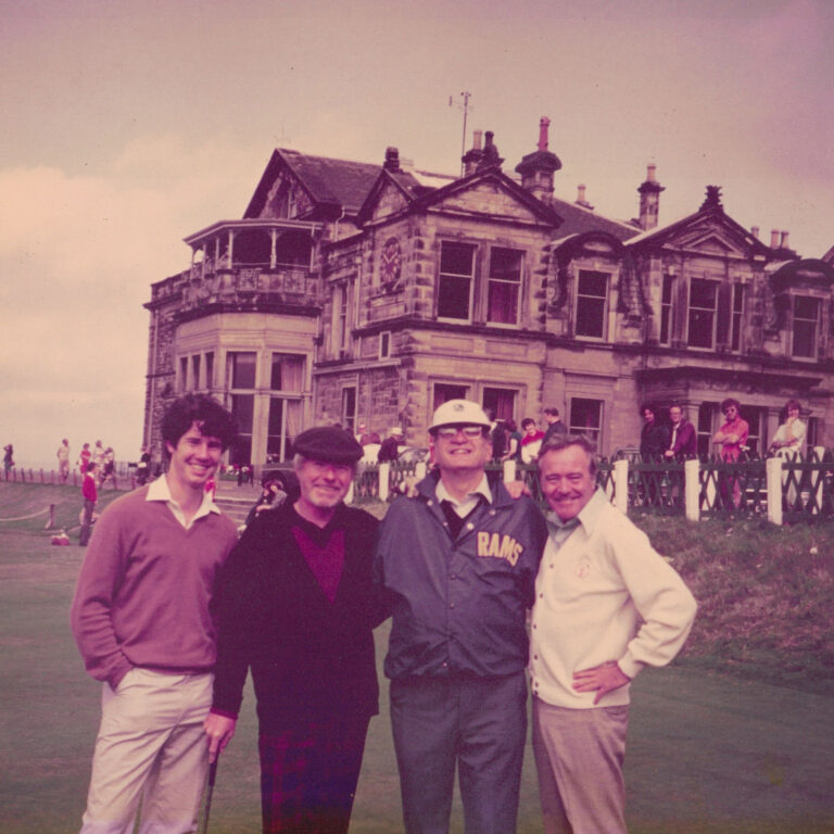 At St. Andrews with son Mike and George C. Scott and Jack Lemmon